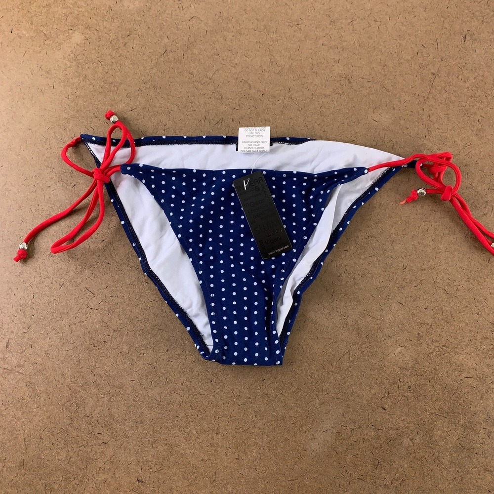 INGEAR Women's Size Medium Blue Polka Dot Side Tie Bikini Swim Bottom NWT